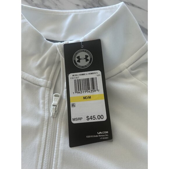 Under Armour Mens HeatGear Loose Fit UA White & Grey Polo Shirt Size Medium NWT - Picture 4 of 8